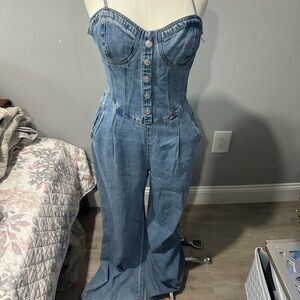 Forever 21 Light Blue Denim Jumpsuit